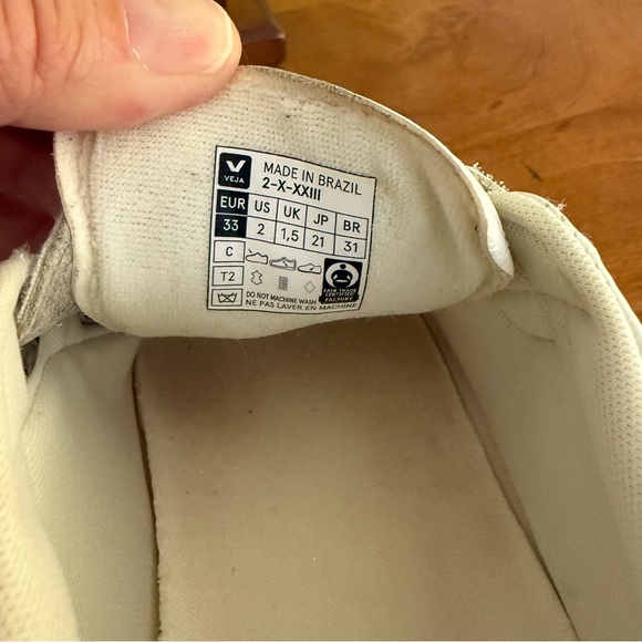 Veja Esplar girl’s 2 White Pink Sneakers hook & loop shoes metallic leather - Picture 11 of 12